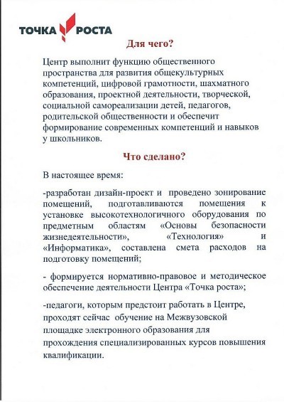 Начало реализации проекта &laquo;Точка роста&raquo; 0